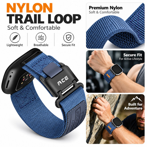 Blue nylon watch strap - blue,