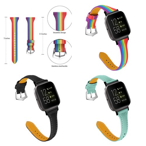 Rainbow silm leather strap - rainbow,